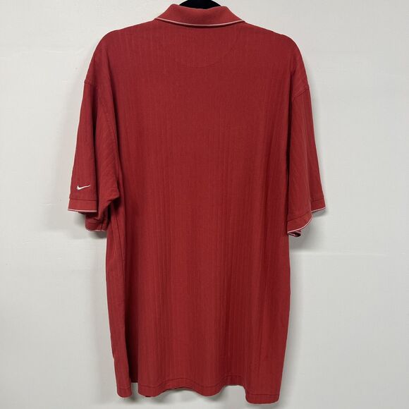 Nike Dri-FIT Performance Polo XXL Red Ribbed Knit White Collar Golf Shirt Tennis - Picture 4 of 13